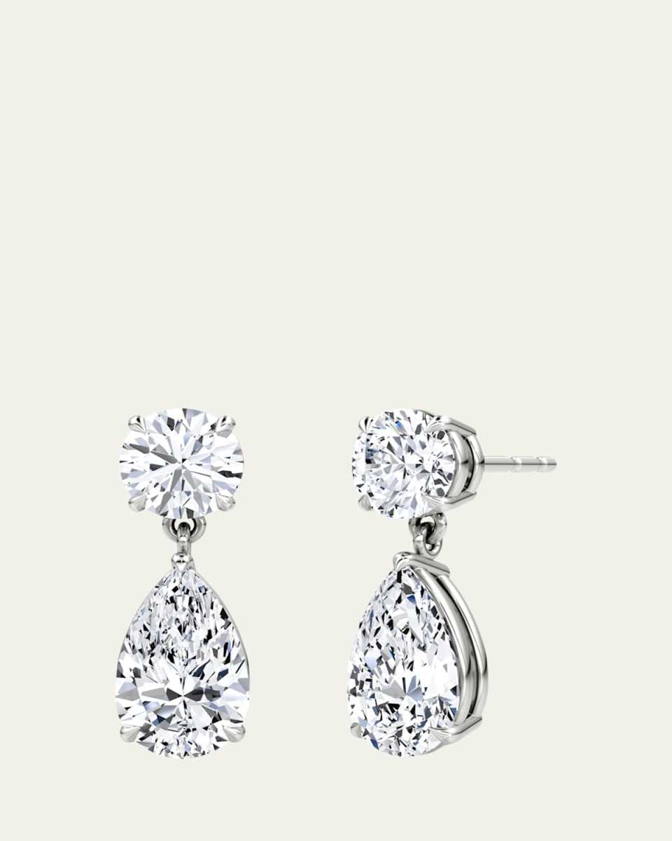 14K White Gold Duo Lab Grown Diamond Pear Drop Earrings, 3.00tcw